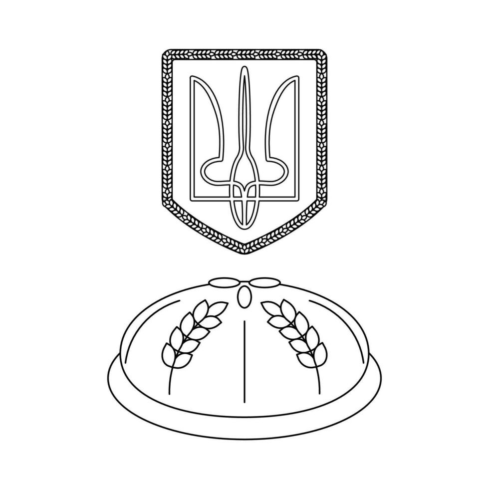 Saco de brazos de Ucrania y pan, un pan. ucranio simbolos vector
