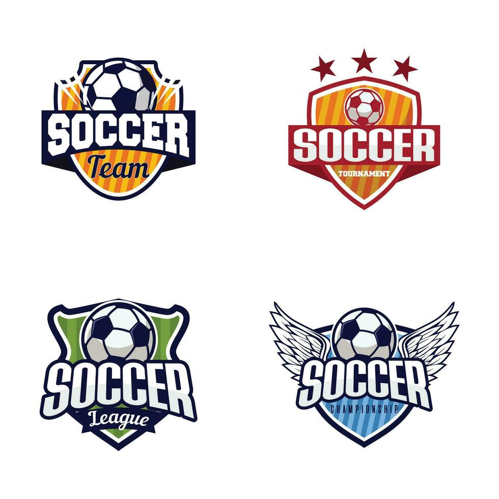 Set of soccer Logo or football club sign Badge. Football logo with shield background vector design