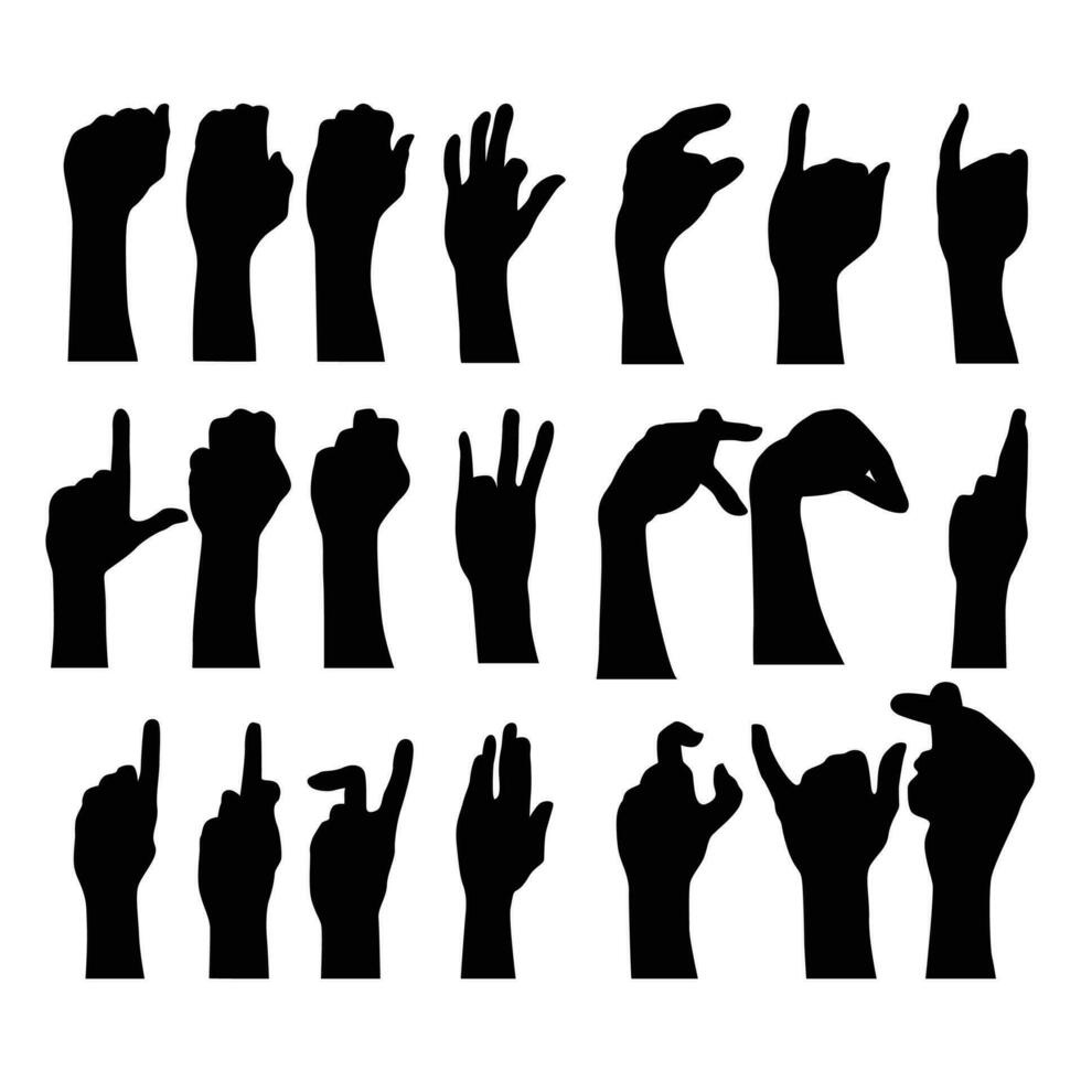 various of hand gesture silhouette vector illustration