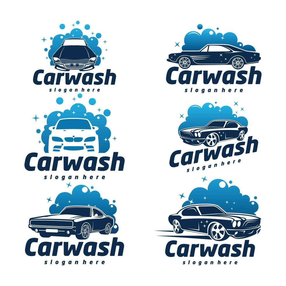 set of Car Wash logo design concept vector, Automotive Cleaning logo template vector