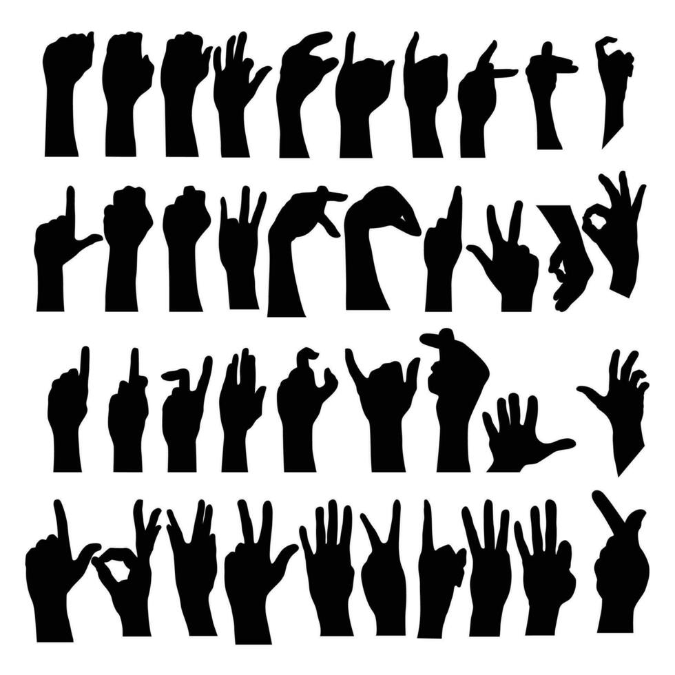 various of hand gesture silhouette vector illustration