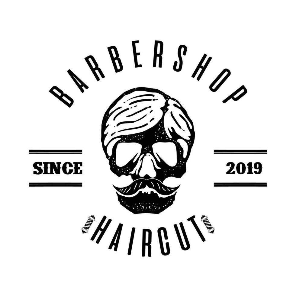 Vector vintage barber shop logo for your design. For Label, Badge, Sign or Advertising. Hipster Man, Hairdresser Logo.