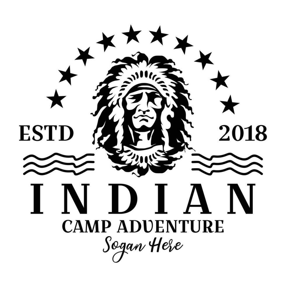 American Indians camping vector illustration. Wigwam, crossed arrows, text. Native Americans and Red Indian concept for emblems or labels templates