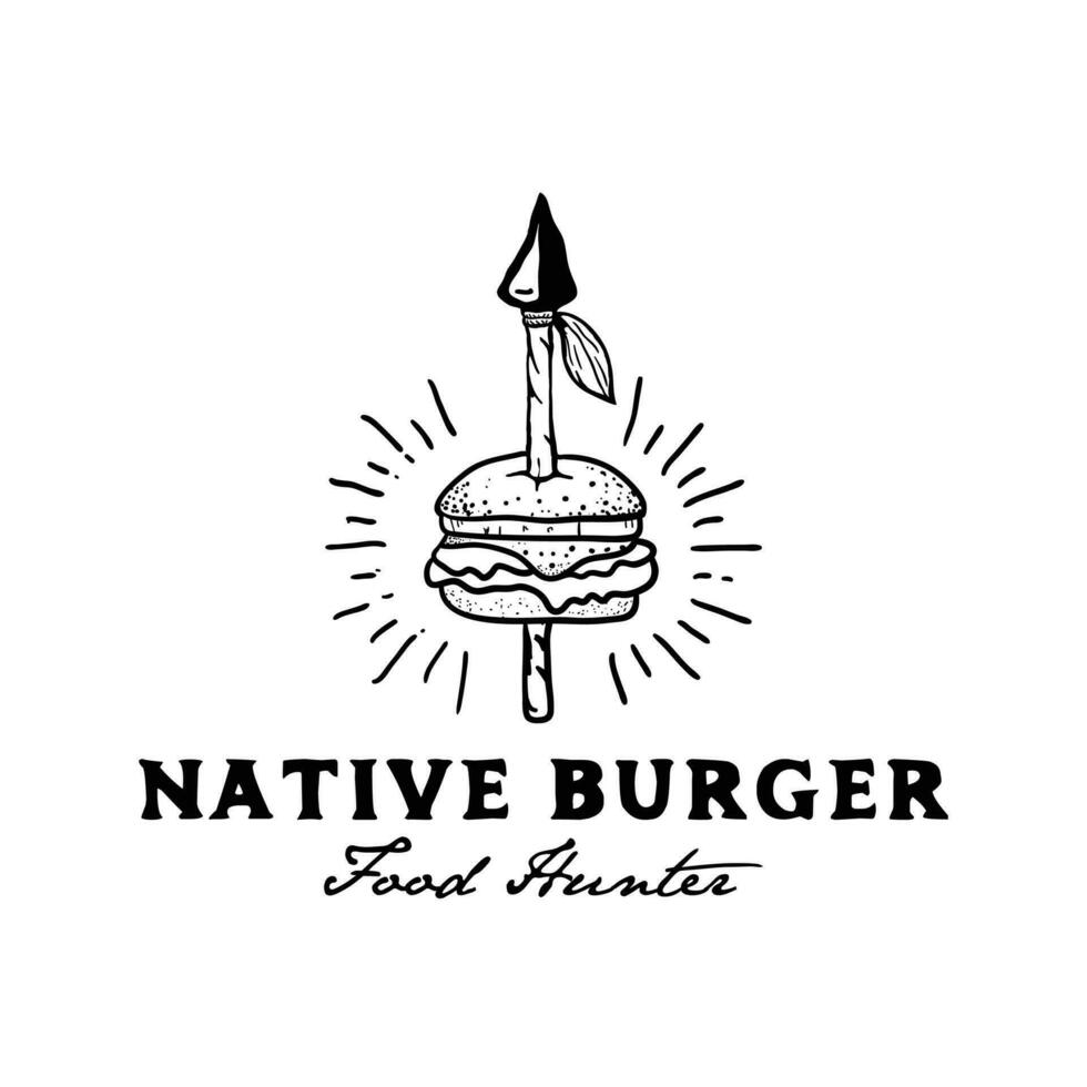 líneas hipster comida rápida hamburguesa logo diseño vector icono símbolo ilustración