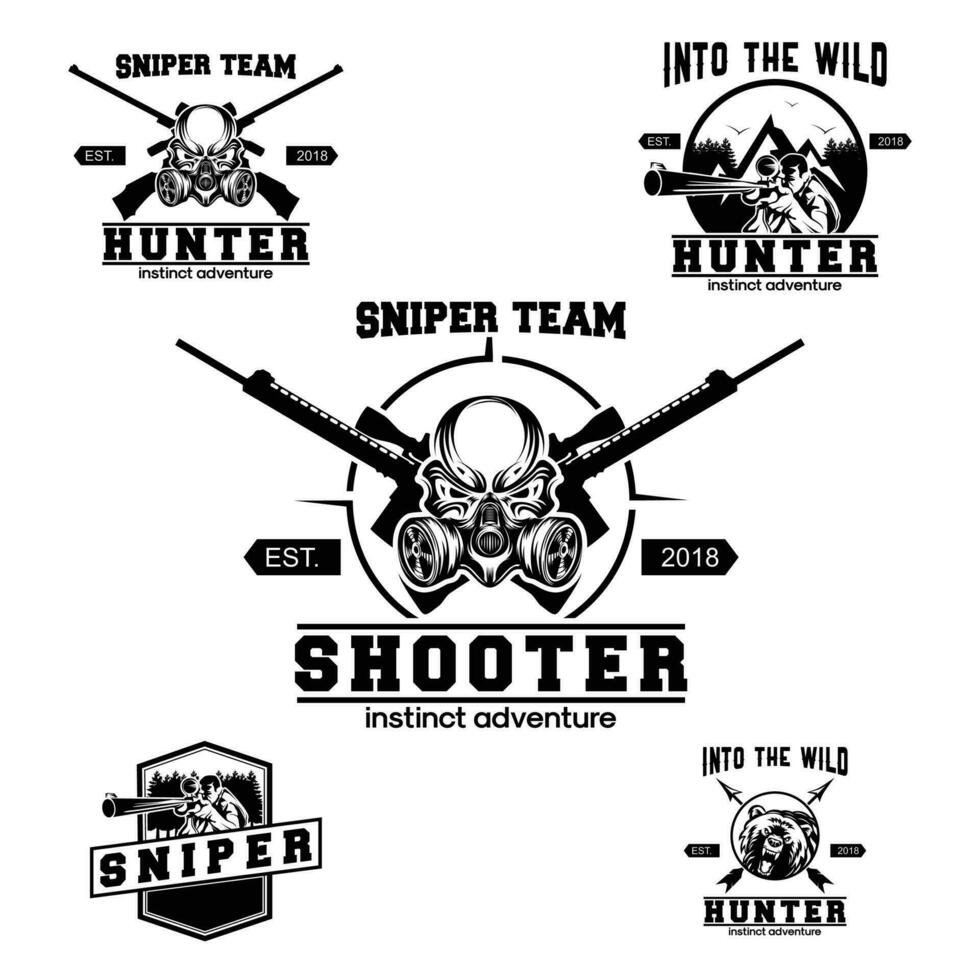 Sniper emblems for sport team. Sniper club labels and design elements. Print design for t-shirt. vector