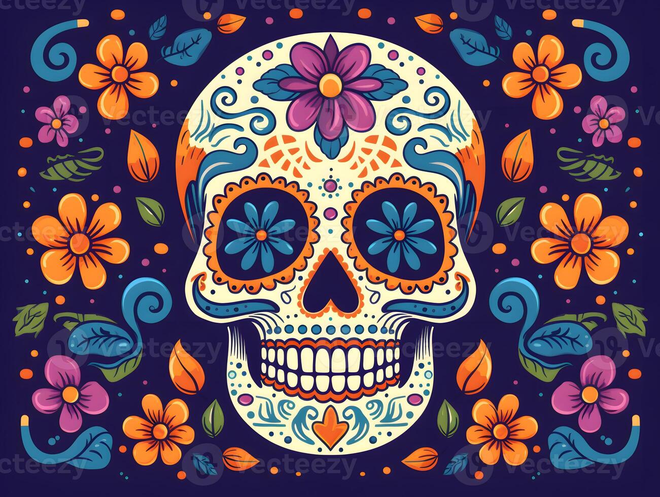 - Dia de Muertos - Day of the Dead - Mexico - Dark Background photo