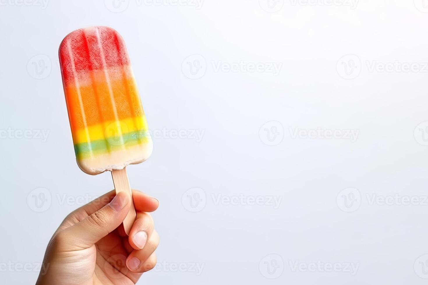 mano participación paleta de hielo aislado en blanco antecedentes con Copiar espacio. ai generado foto