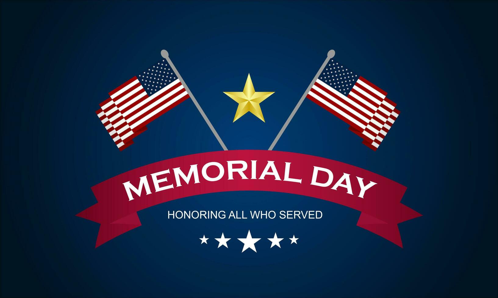 Memorial day background design with honoring all who served text vector