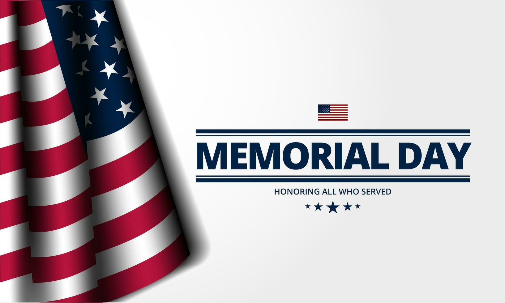 Memorial day background design with honoring all who served text vector