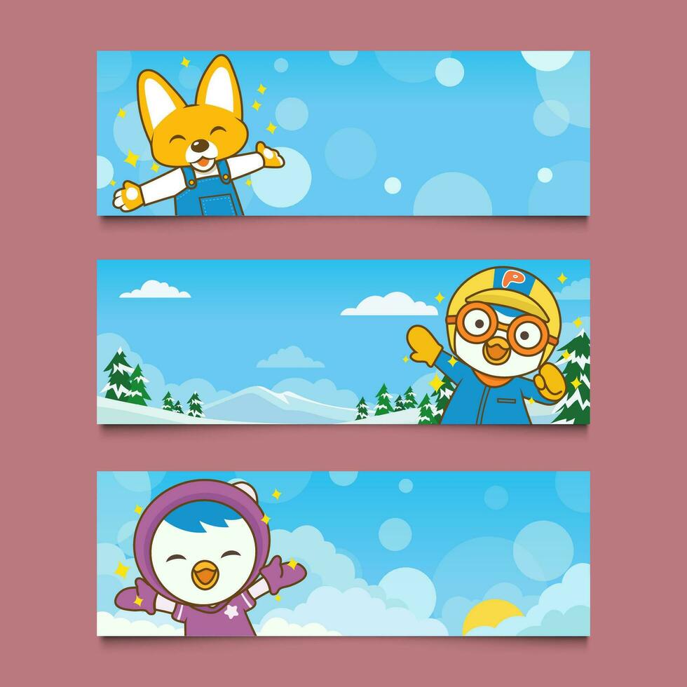 Cute Penguin Adventure Banner vector
