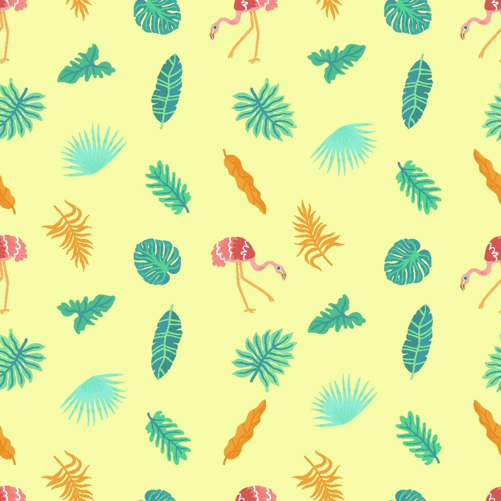 Seamless Creative universal floral background in tropical style. Tropic leaves in bright colors. Vector. Isolated. vector