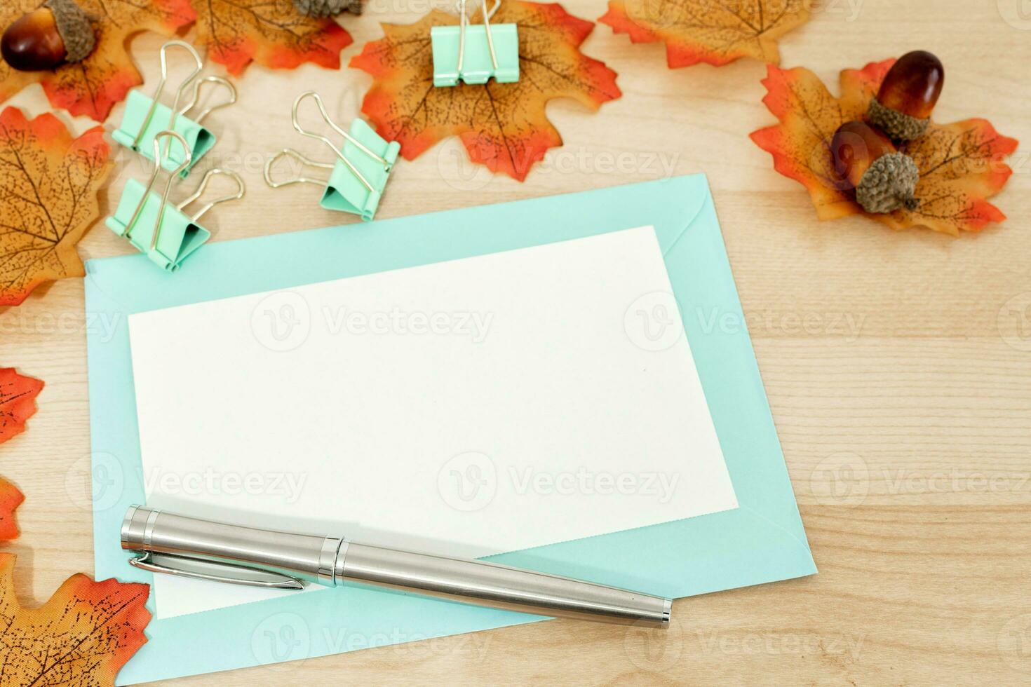 Winter wedding, birthday stationery mock-up scene. Blank greeting card, envelope. photo