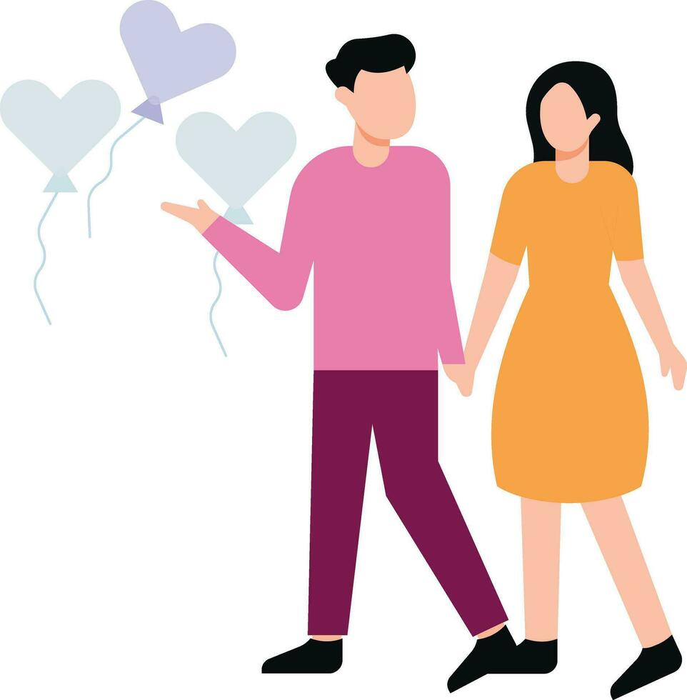 The couple is walking. vector