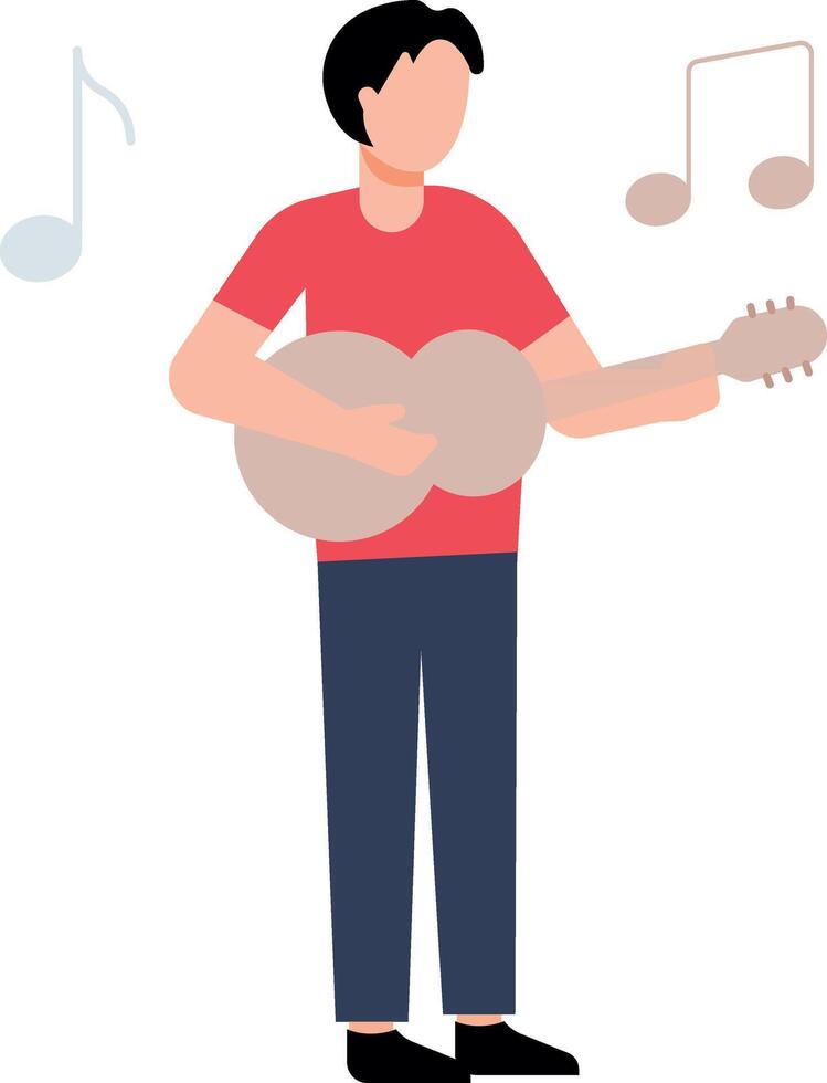 The boy is playing the guitar. vector