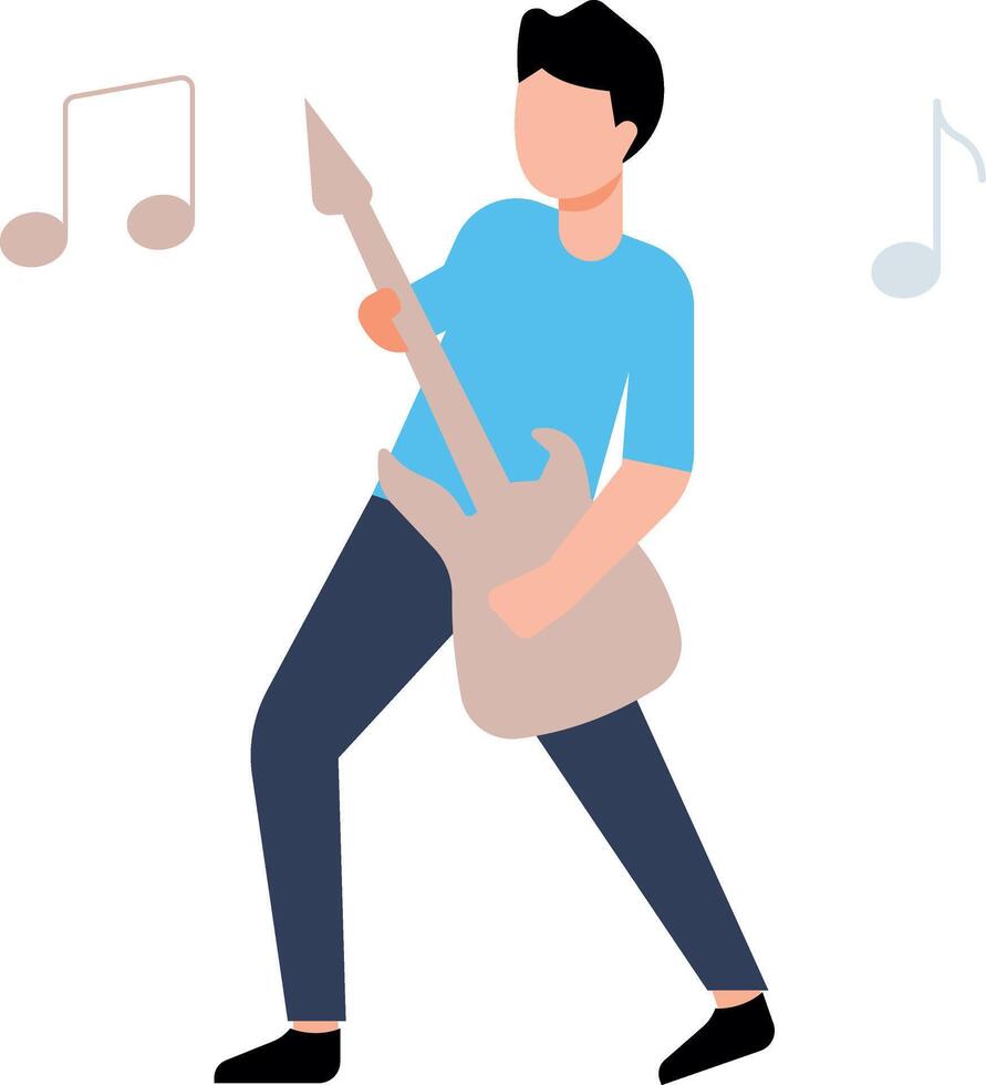 The boy is playing the guitar. vector