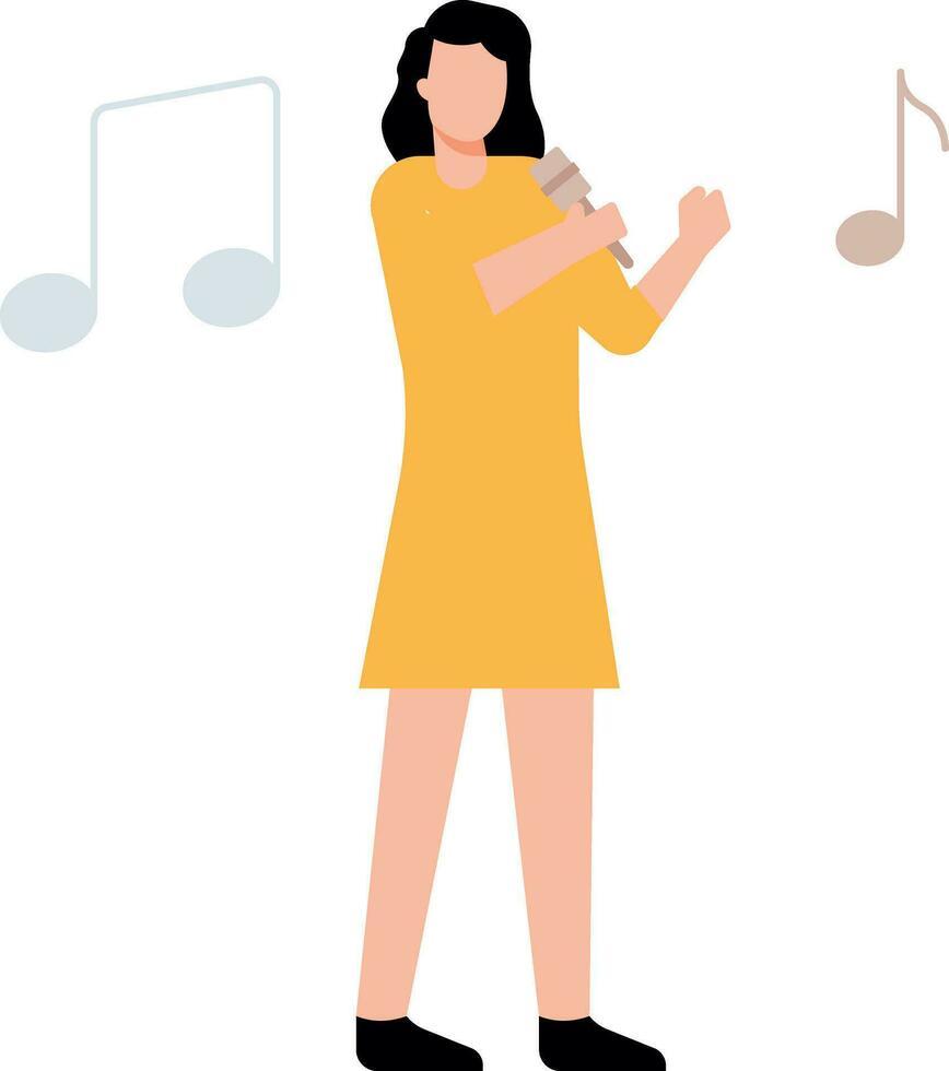 The girl is singing. vector