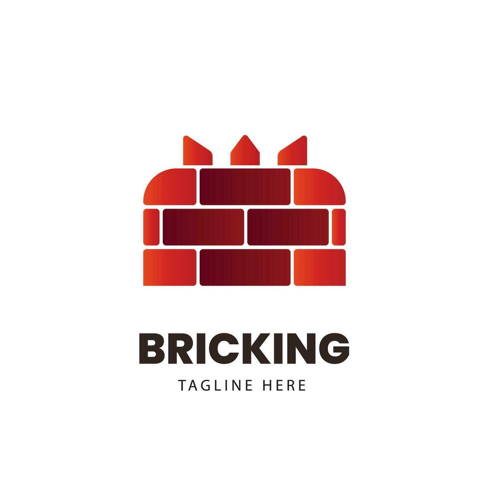 gradient brick logo design template vector