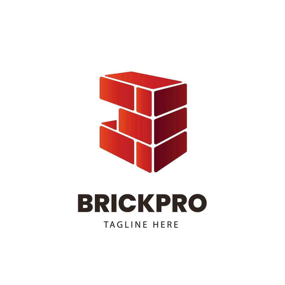 gradient brick logo design template vector