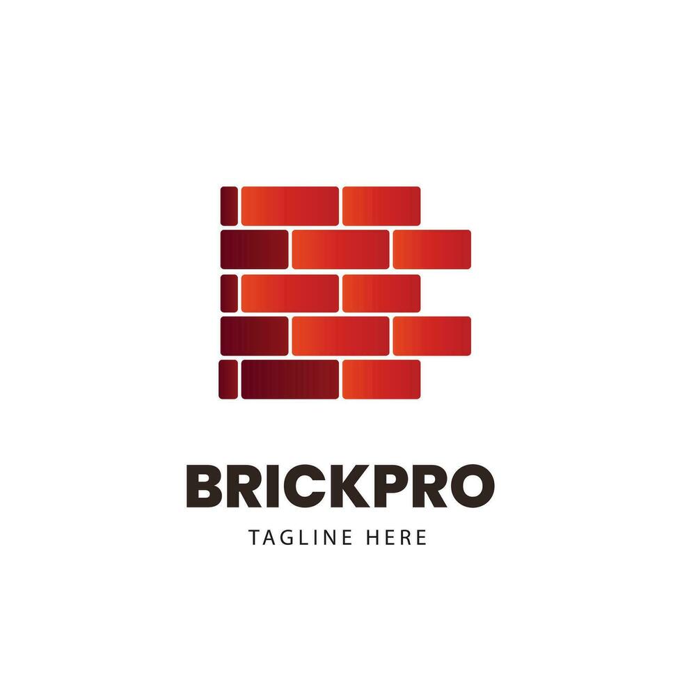 gradient brick logo design template vector