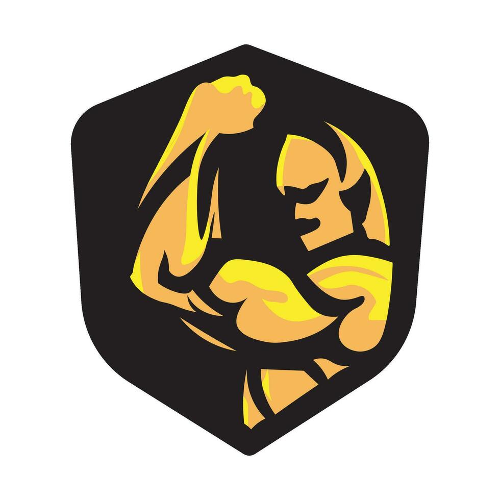 musculoso hombre dorado logo vector