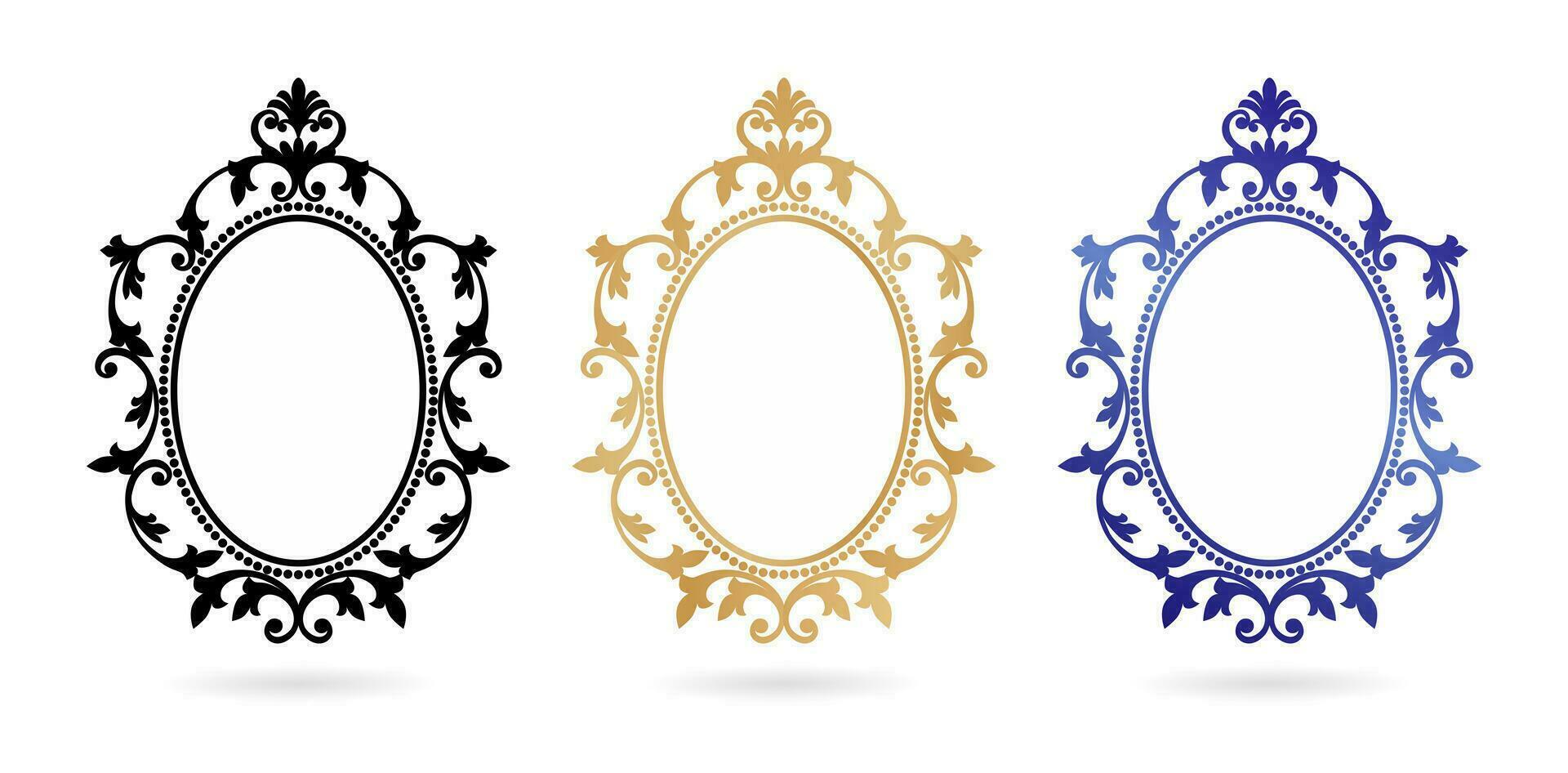 Vector illustration Set of vintage ellipse frames label ornaments isolated white backgrounds for screen printing, paper craft printable designs, wedding invitation cover, stationery design materials