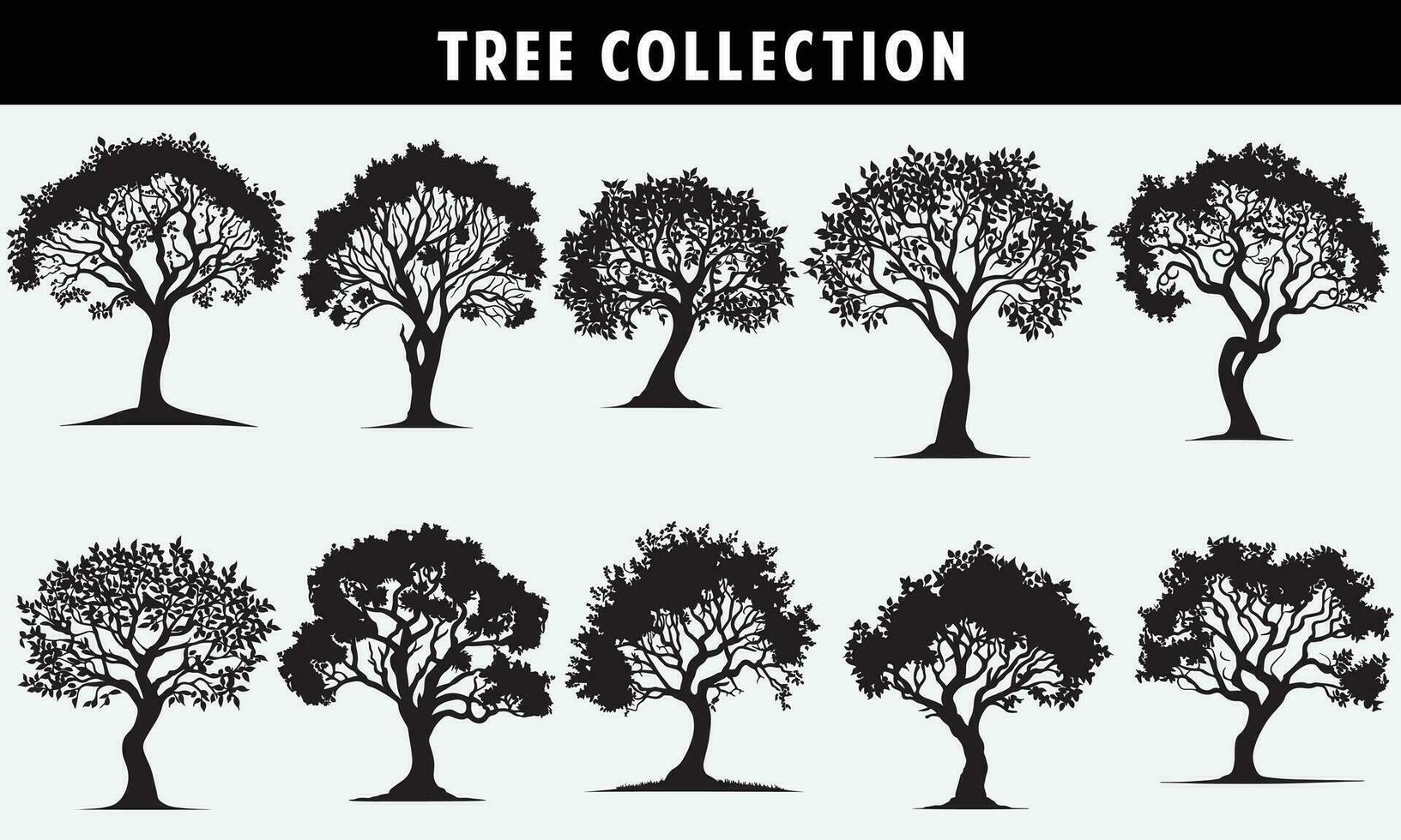 set of trees silhouettes vector