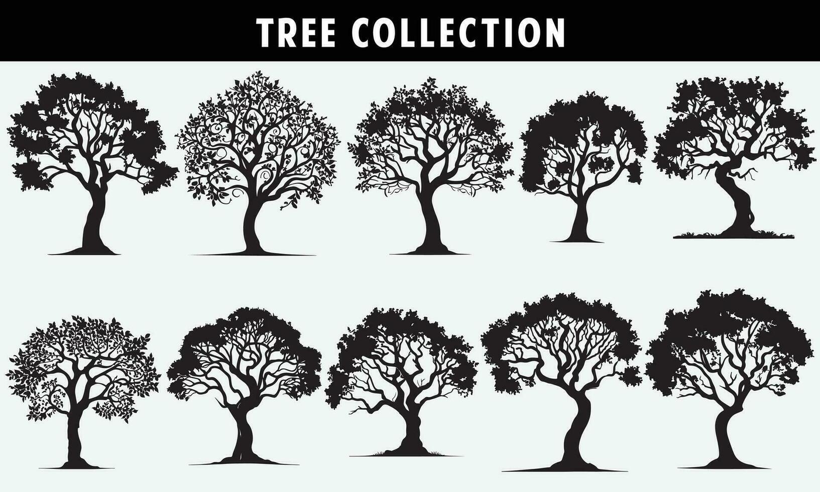 set of trees silhouettes vector