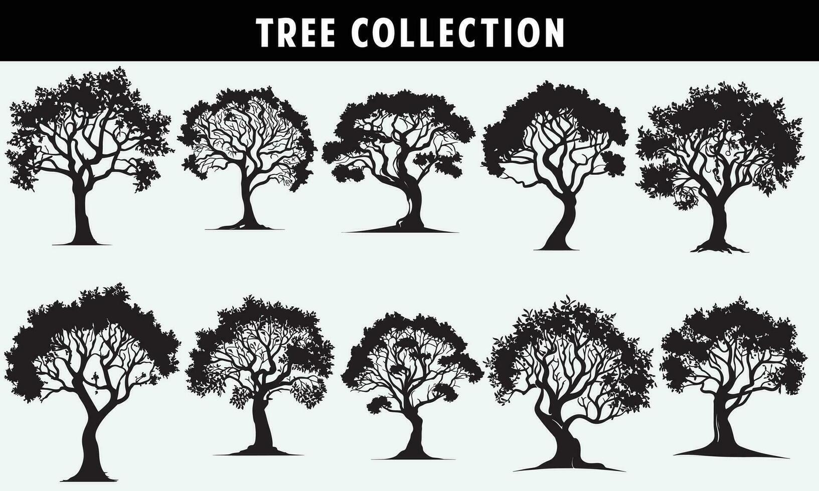 set of trees silhouettes vector