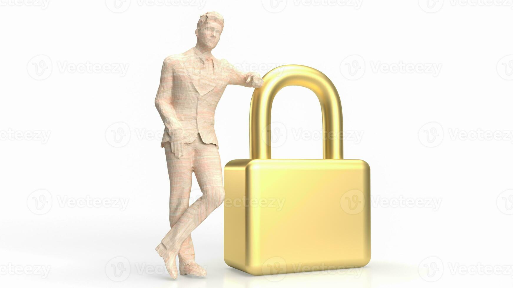 The man and master key for security concept 3d rendering photo