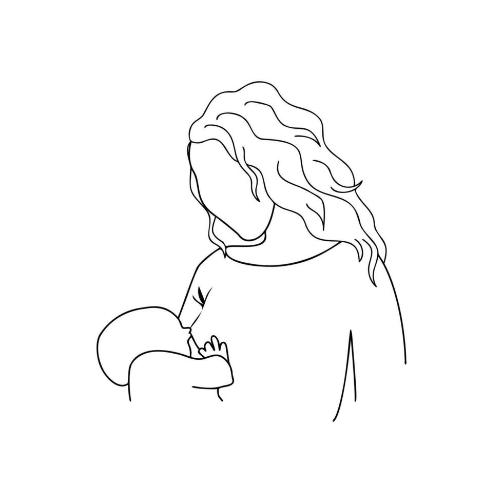 Breastfeeding mom outline illustration vector