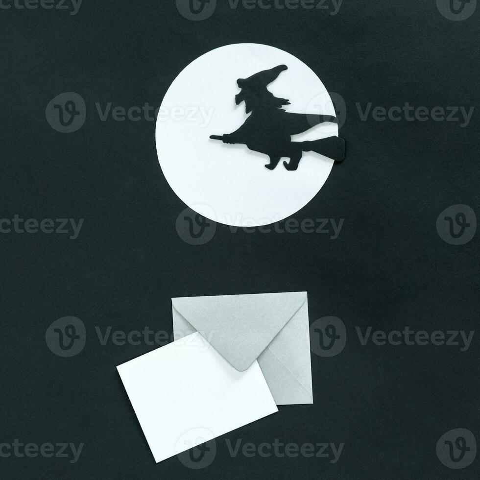 Happy Halloween party label, invitation composition. photo