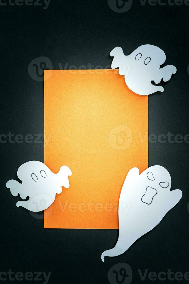 Halloween party greeting card mockup with copy space. photo