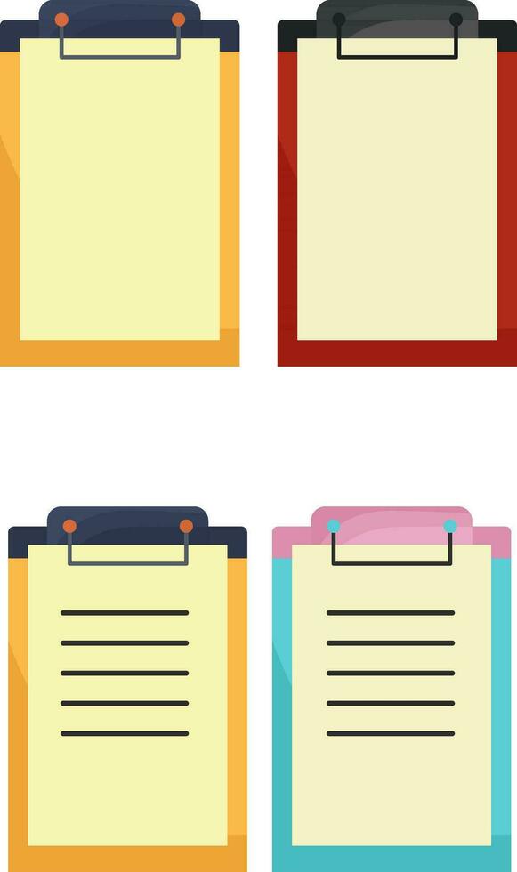 clip folder set, clipboard clipboard, paper folder, colorful folders, blank and labeled, office, school supplies, stationery, supplies vector