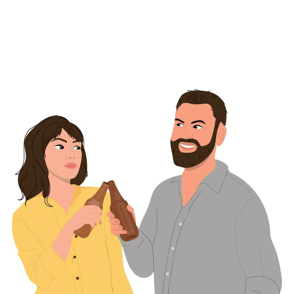 Young people drinks beer vector