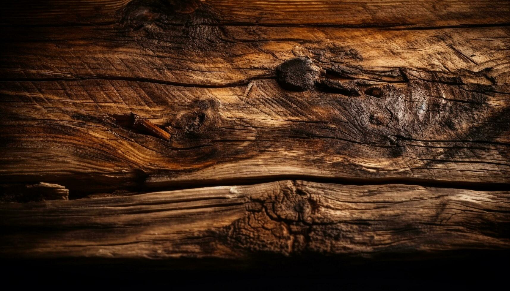 Rough hardwood plank table, ancient wood grain decoration generated by AI photo