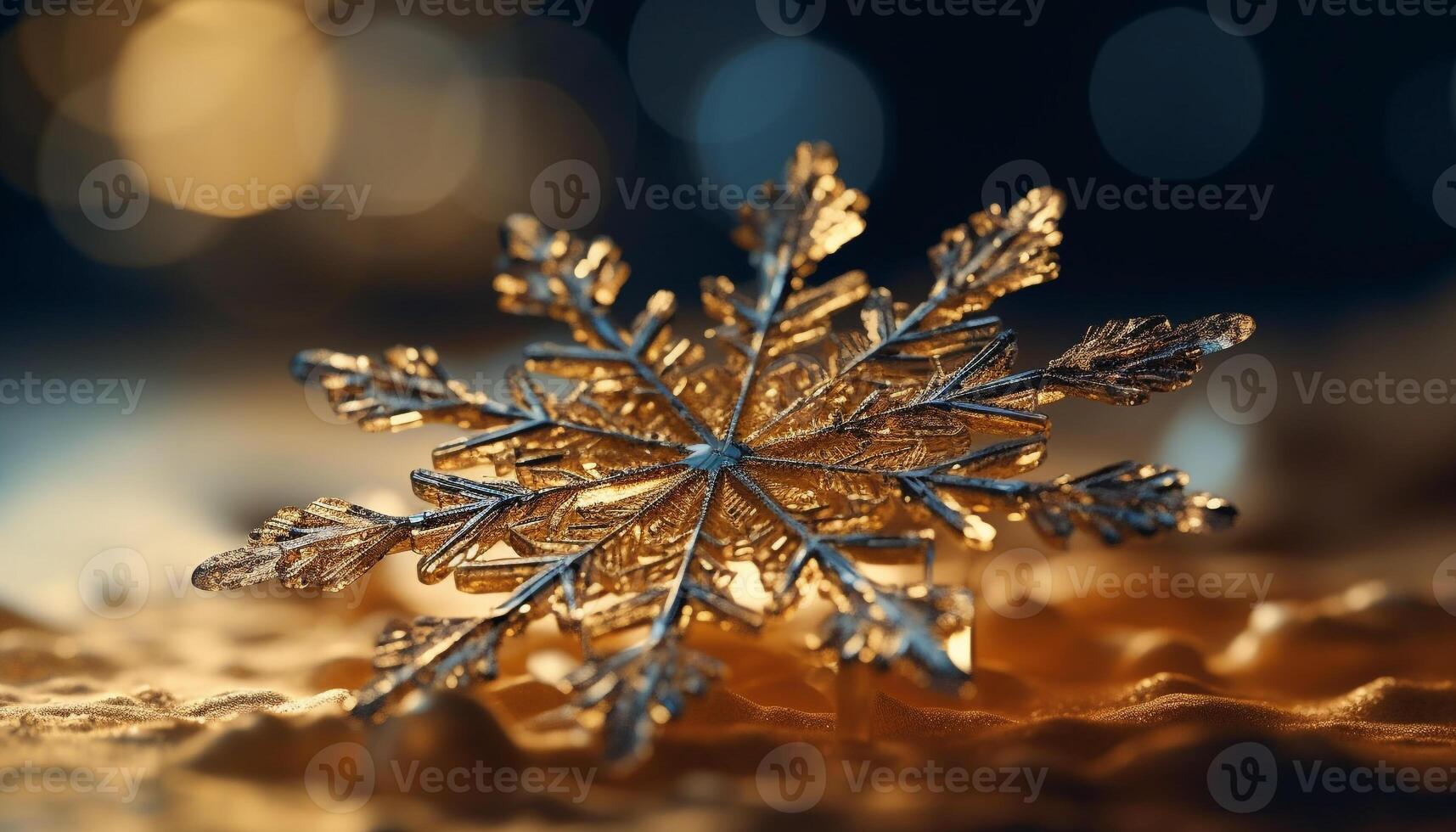 Snowflake frost on coniferous tree branch shines bright generated by AI photo