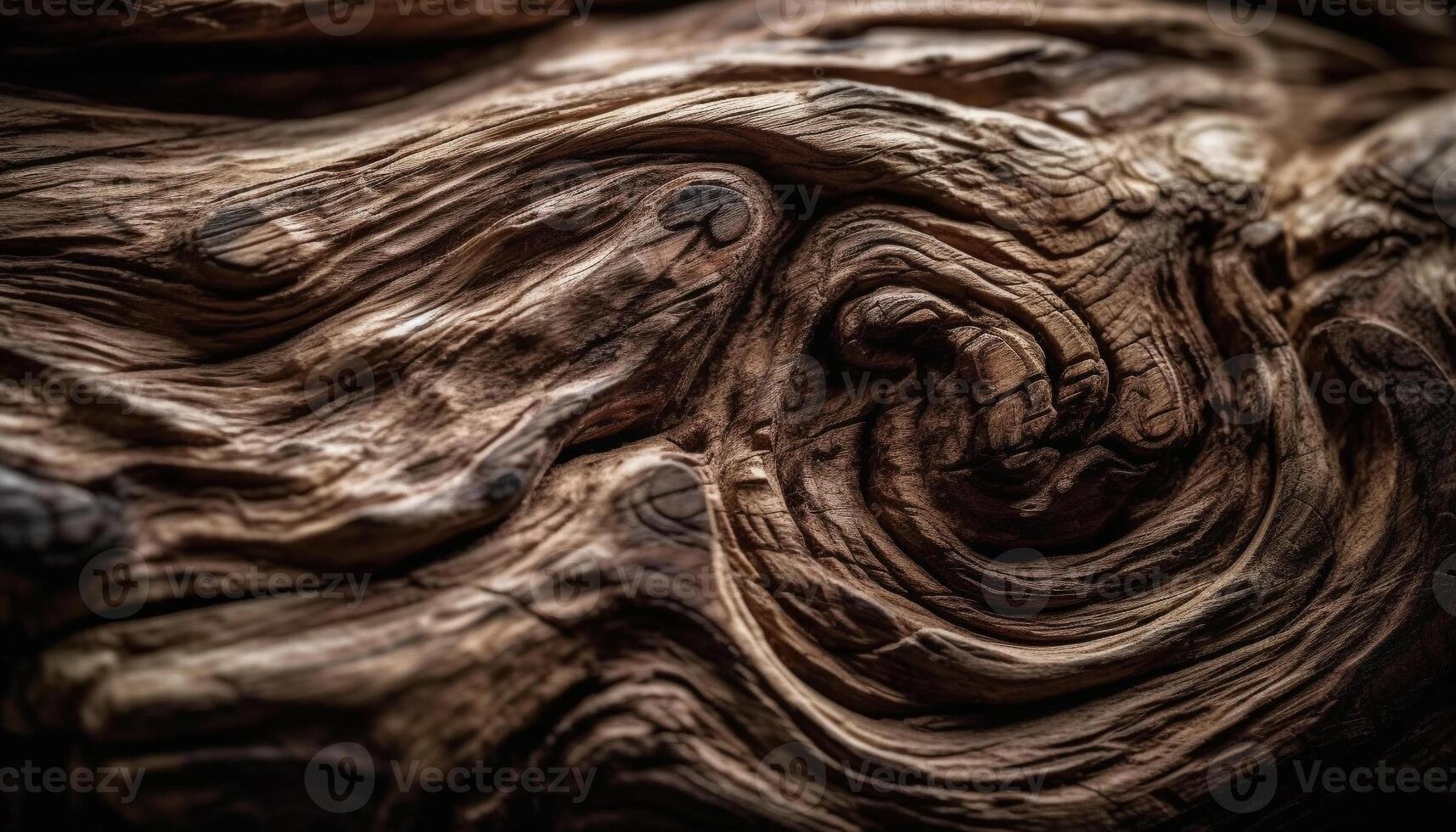 Abstract textured design on old weathered timber plank generated by AI photo