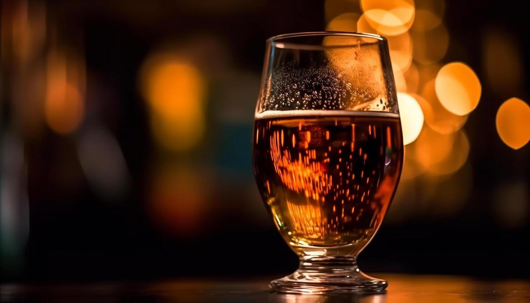 Luxury champagne bubbles in elegant wineglass generated by AI photo