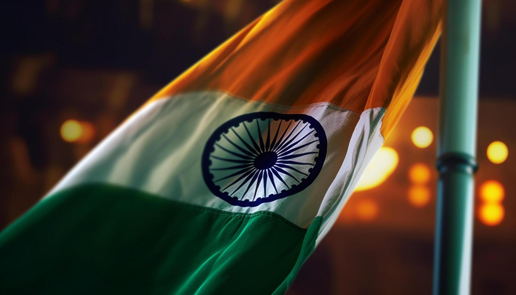 Waving Indian flag symbolizes pride and patriotism generated by AI photo