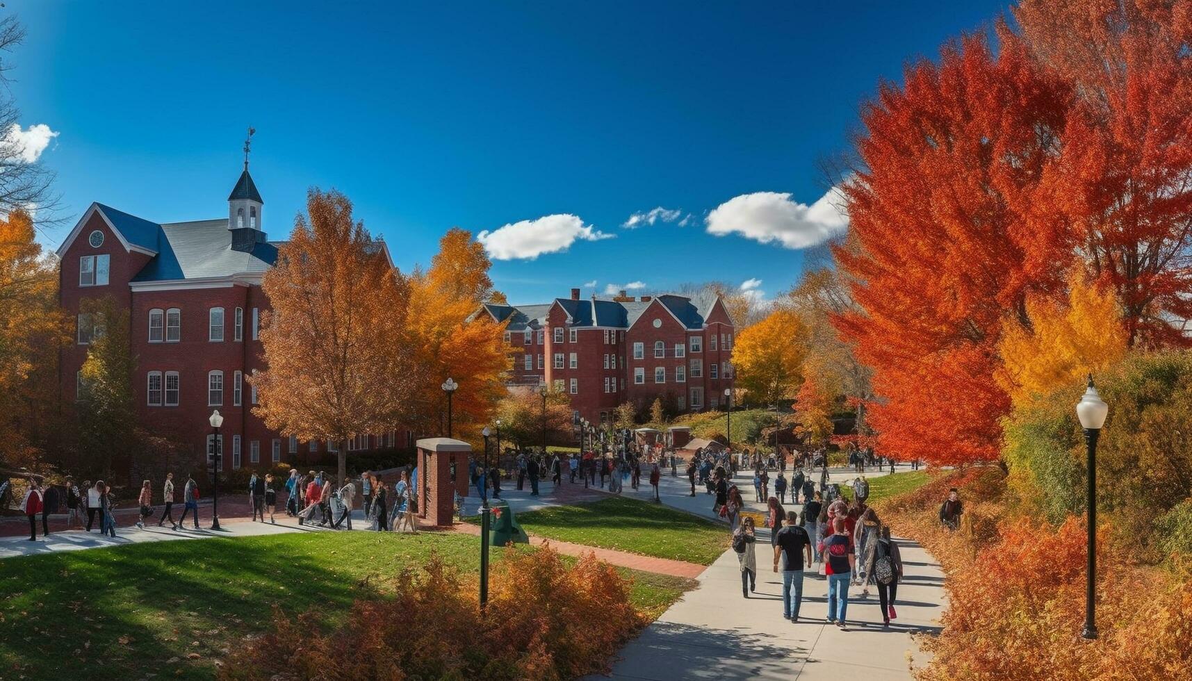 famoso sitio otoño árbol muestra vibrante multi colores generado por ai foto