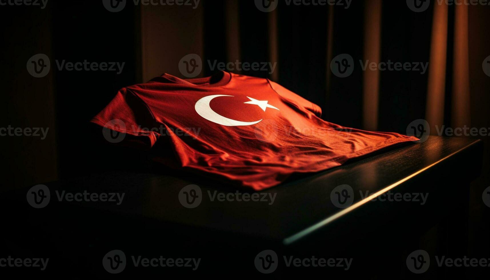 Turkish flag illuminated in blue star shape generated by AI photo