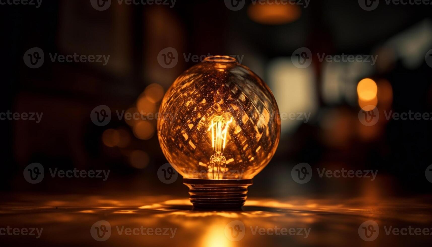 Brightly lit electric lamp glowing with innovation generated by AI photo