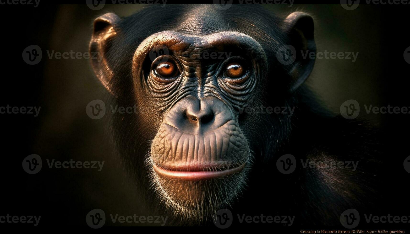 Primate portrait young macaque staring at camera generated by AI photo