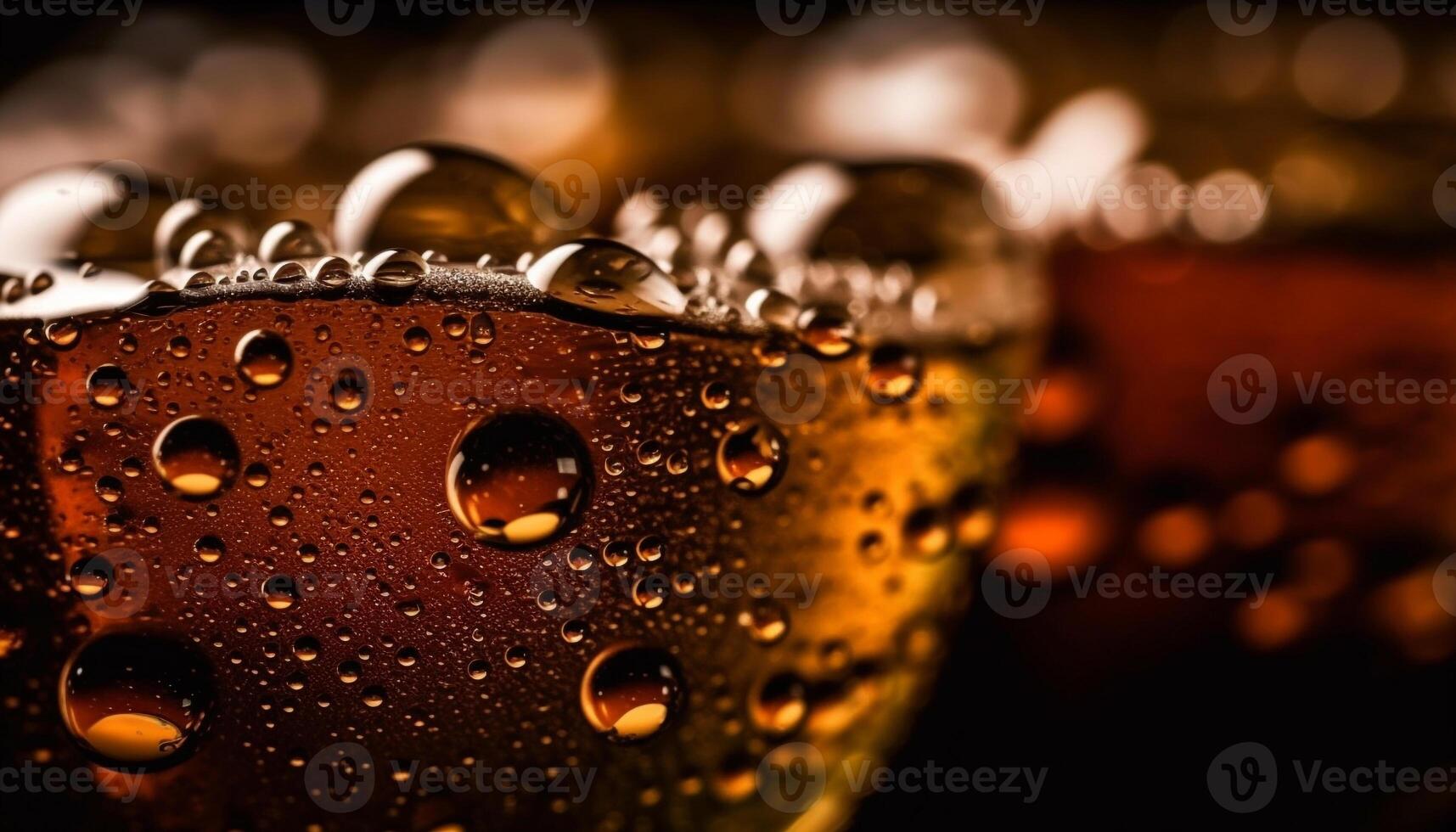 Liquid gold bubbles in crystal drinking glass generated by AI photo