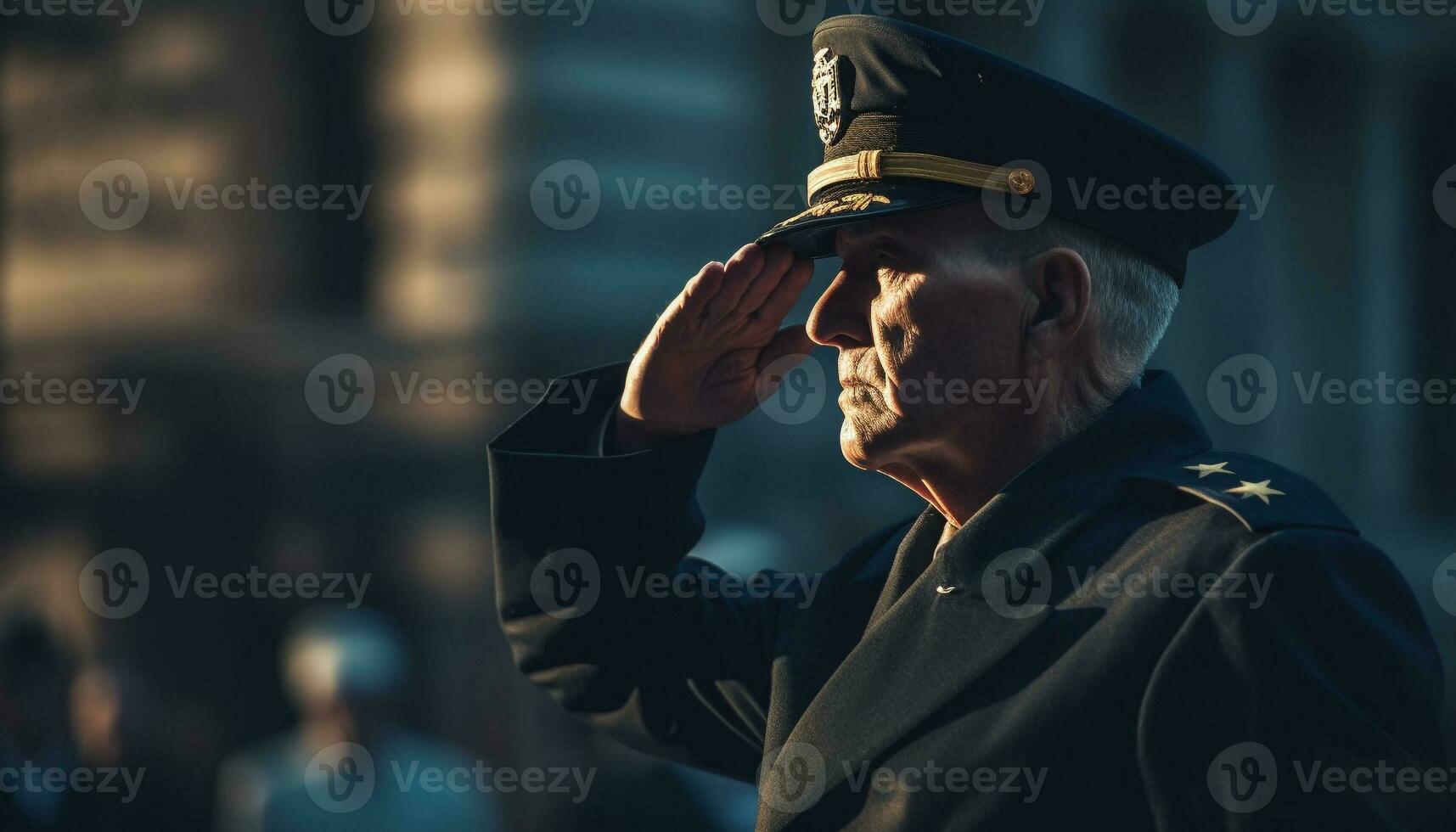 Senior officer salutes veteran businessman on boat generated by AI photo
