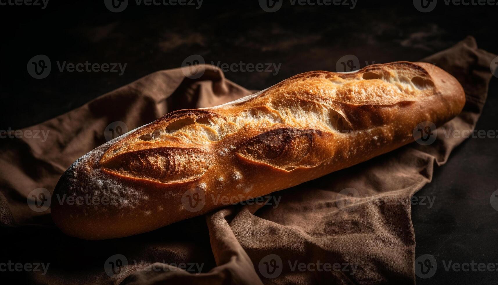 Freshly baked bread, a rustic gourmet meal generated by AI photo