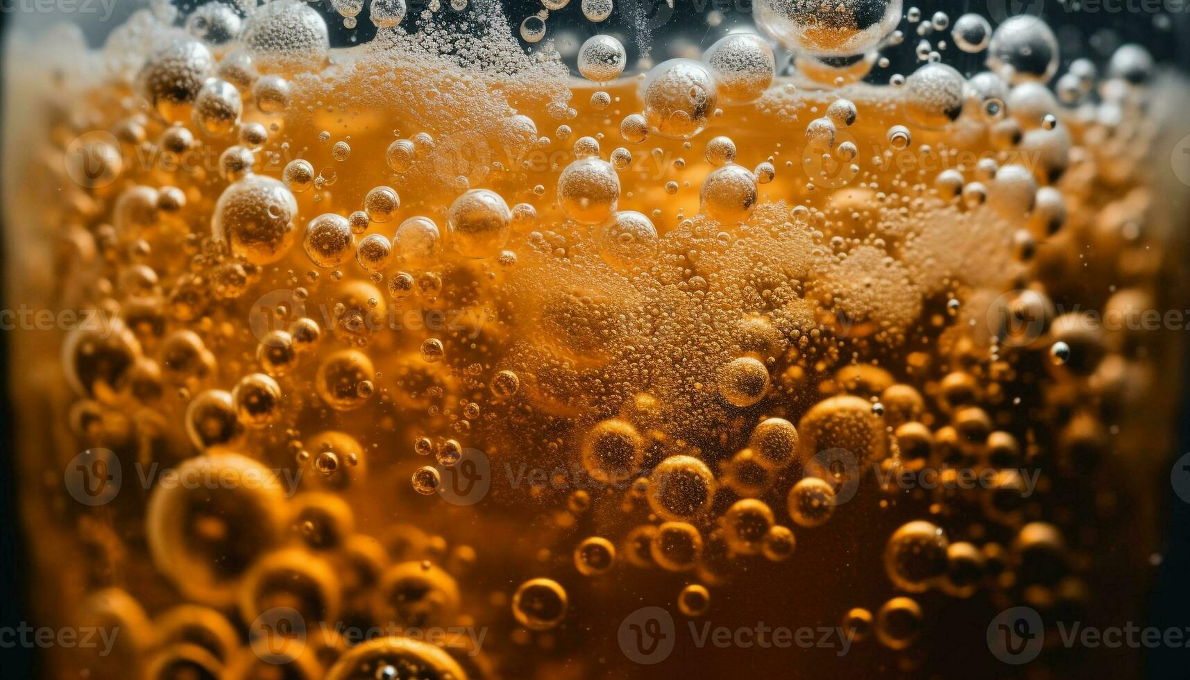 Frothy beer pours into gold colored glass generated by AI photo