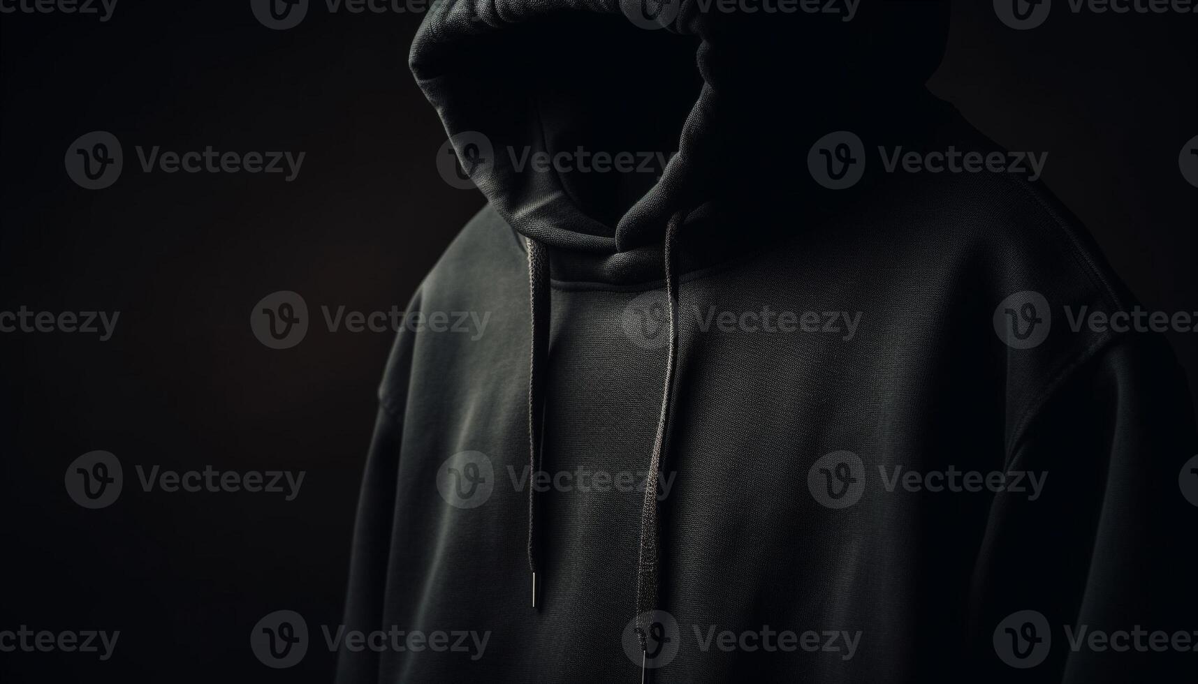 Hooded burglar in black, a spooky mystery generated by AI photo