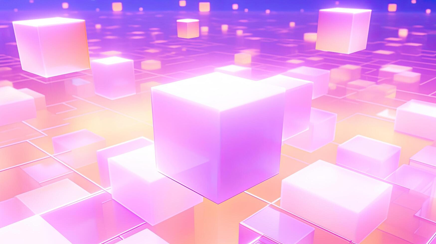 Abstract 3d illustration of colorful cubes and squares. Generative AI photo