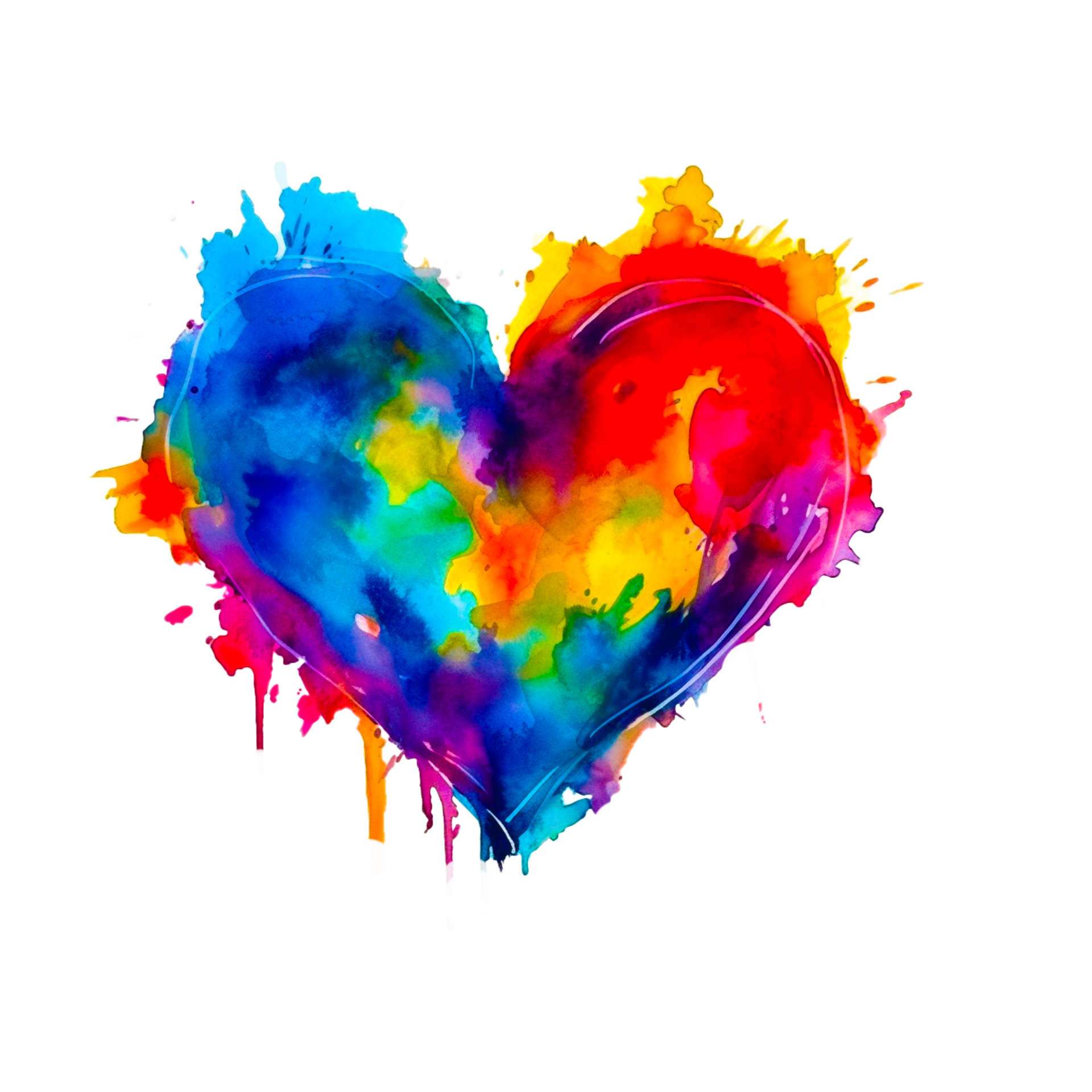 Rainbow watercolor heart generative ai 25301673 PNG